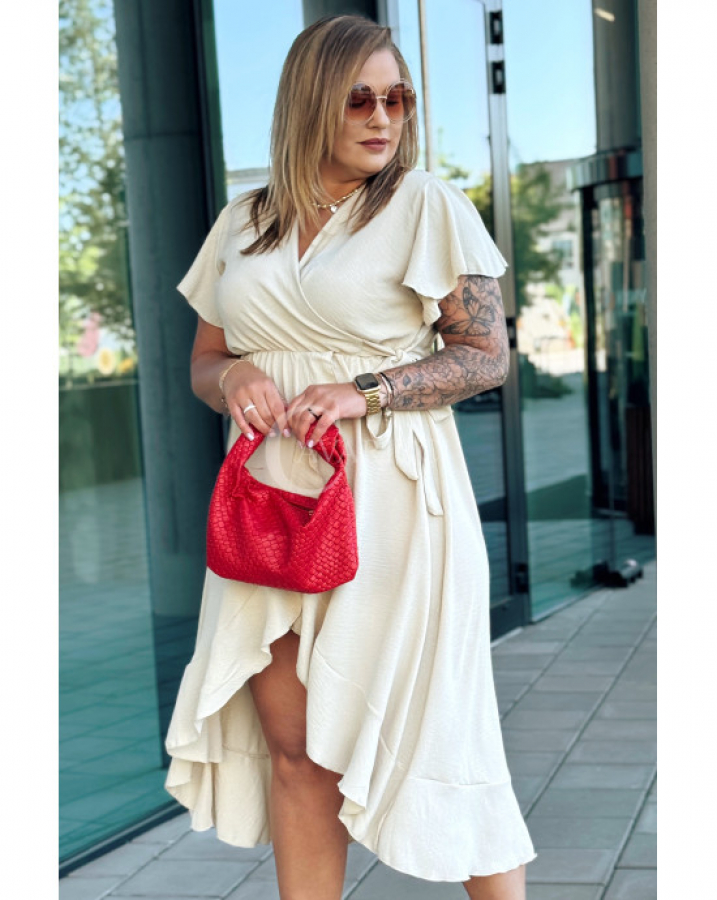 Elegantné šaty s volánmi plus size FRANCESSCCA